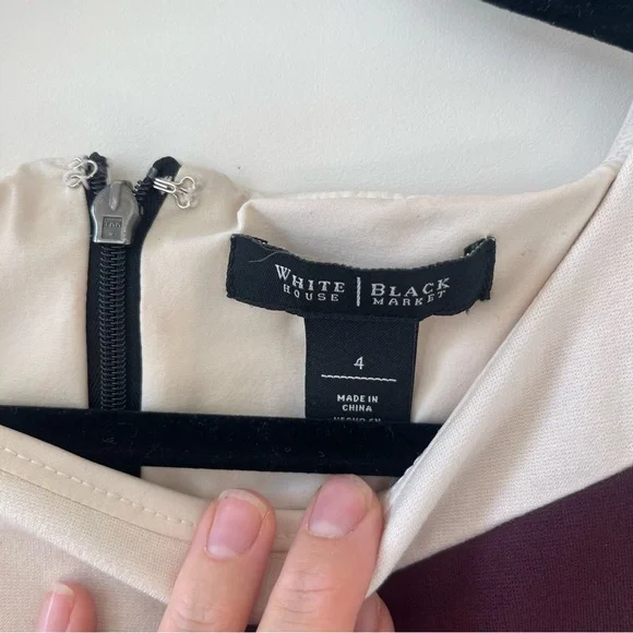 White House Black Market Colorblock Midi Dress - Black, Cream, Burgundy, Gray - Picture 4 of 4